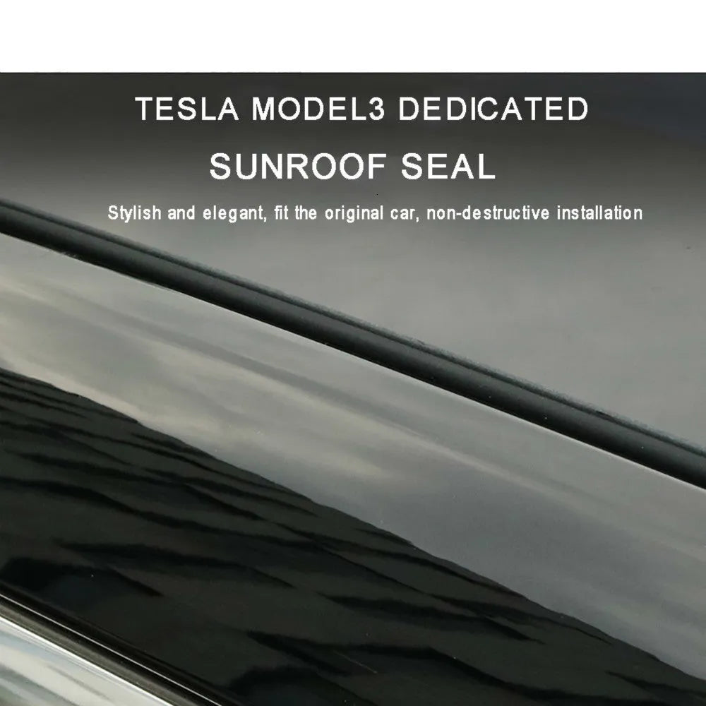 Tesla Model 3 black silicone windshield roof sunroof seal 285 cm