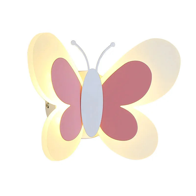 Butterfly acrylic wall lamp for children's bedroom, 240 x 170 x 105mm, 220V, available in pink, blue and white colours