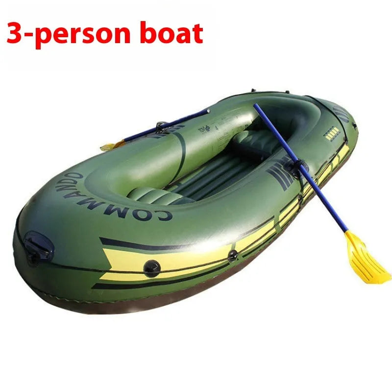 WTY thickened drifting boat kayak in green for two or three people with paddle, pump and repair kit