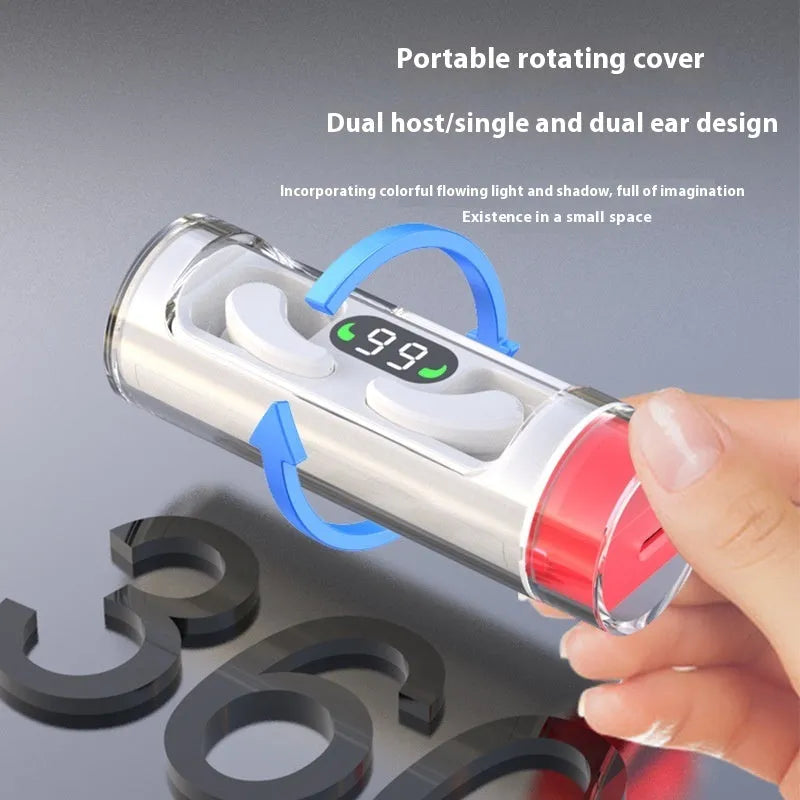 Transparent Bluetooth headset binaural sports earplugs with breathing light and digital display