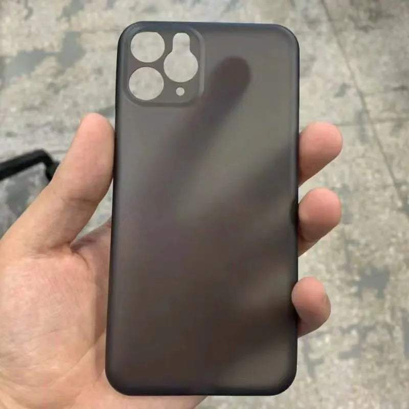 Ultra-thin frosted PP phone case for iPhone in black and white with solid colour back cover