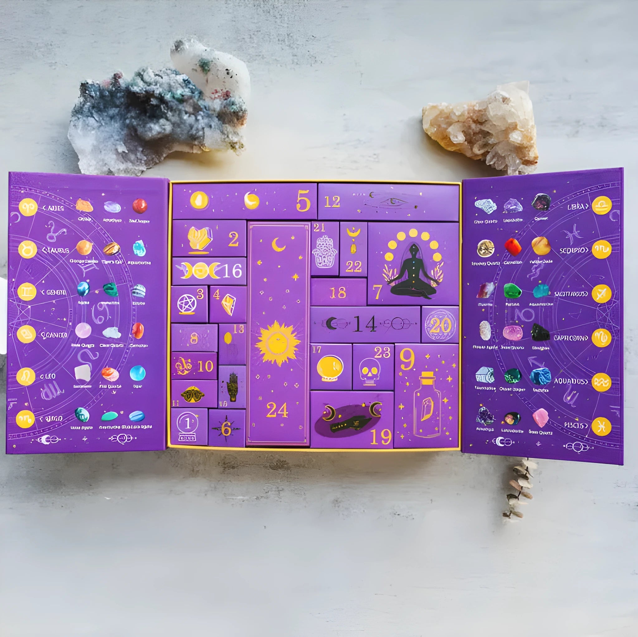 Halloween crystal-design paper gift box with magnetic closure, shown as a countdown calendar.