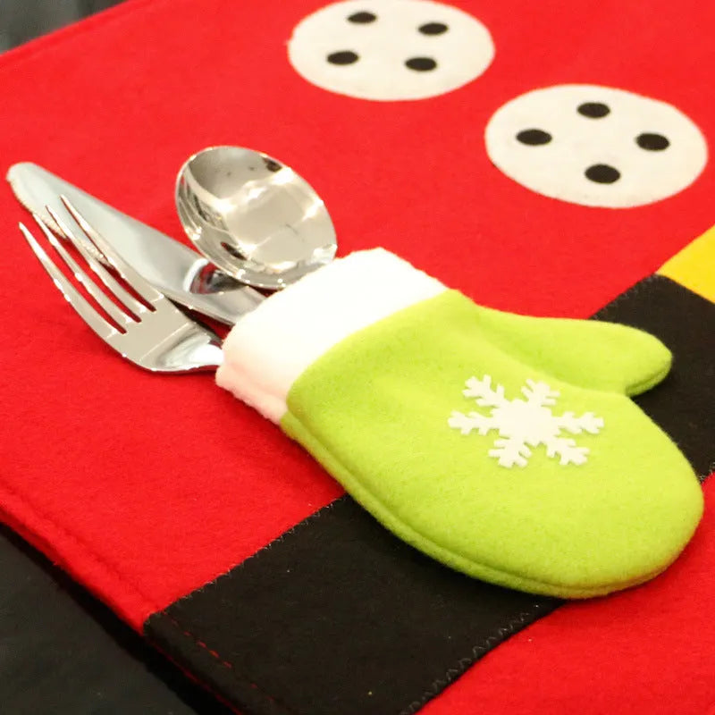 Red brushed fabric Christmas table mat measuring 45cm by 33cm on a dining table