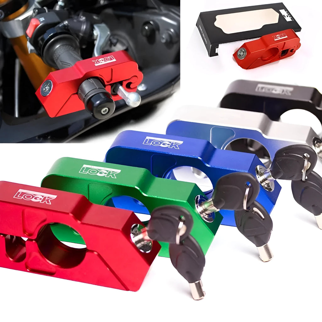 CNC aluminium handlebar throttle lock anti-theft grip lock for motorcycle and scooter in black blue red silver gold orange yellow