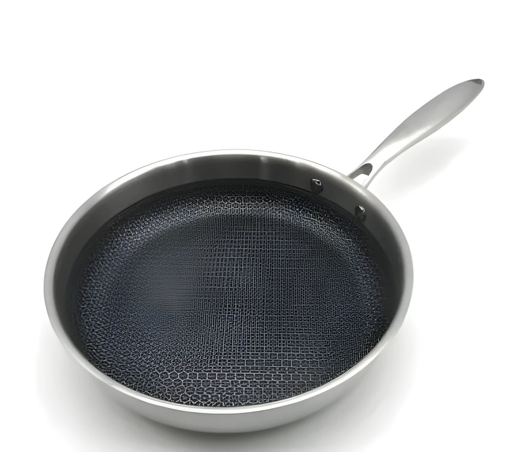 Stainless steel frying pan 26cm with non-stick surface on induction hob