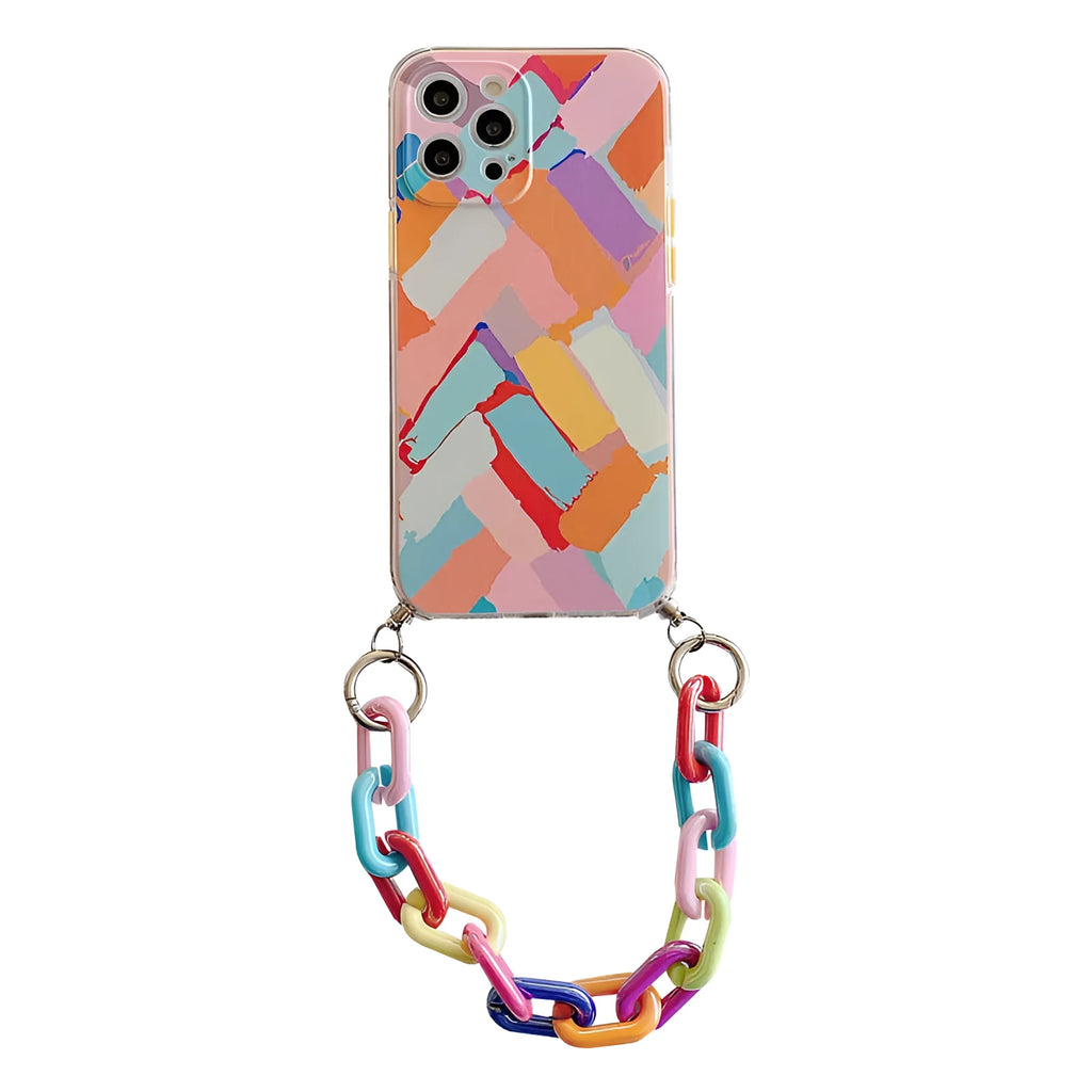 Personalised TPU mobile phone case with graffiti design and integrated wrist bracelet