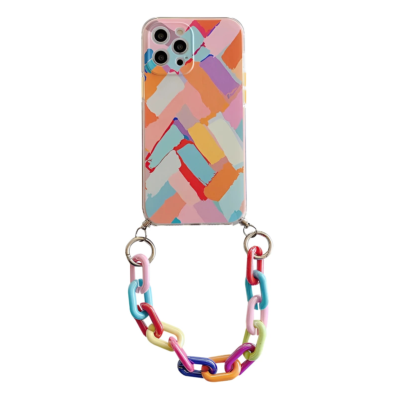 Personalised TPU mobile phone case with graffiti design and integrated wrist bracelet