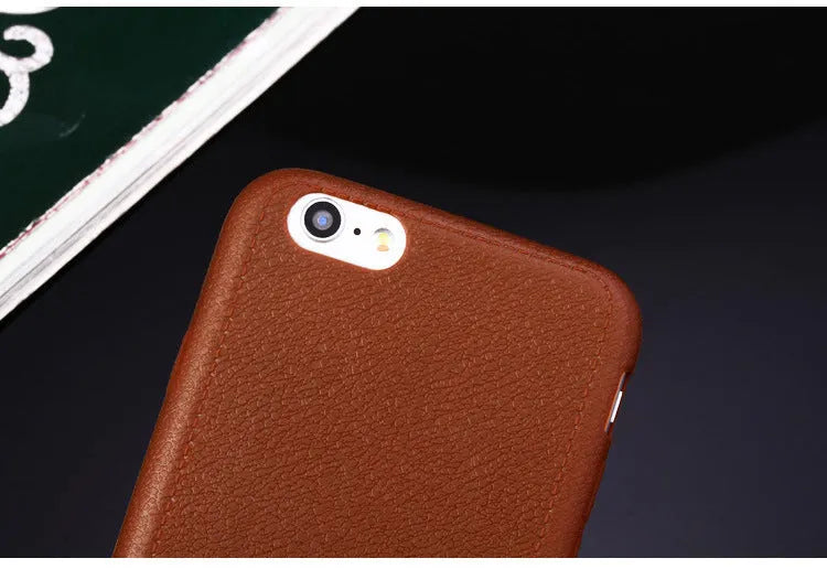 Leather iPhone case with TPU protection in Black, Brown, Navy Blue, and Wine Red colours