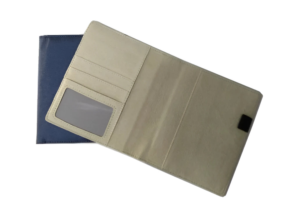 Blue imitation leather PU notebook shell cover measuring 18.5 by 15.5 centimetres