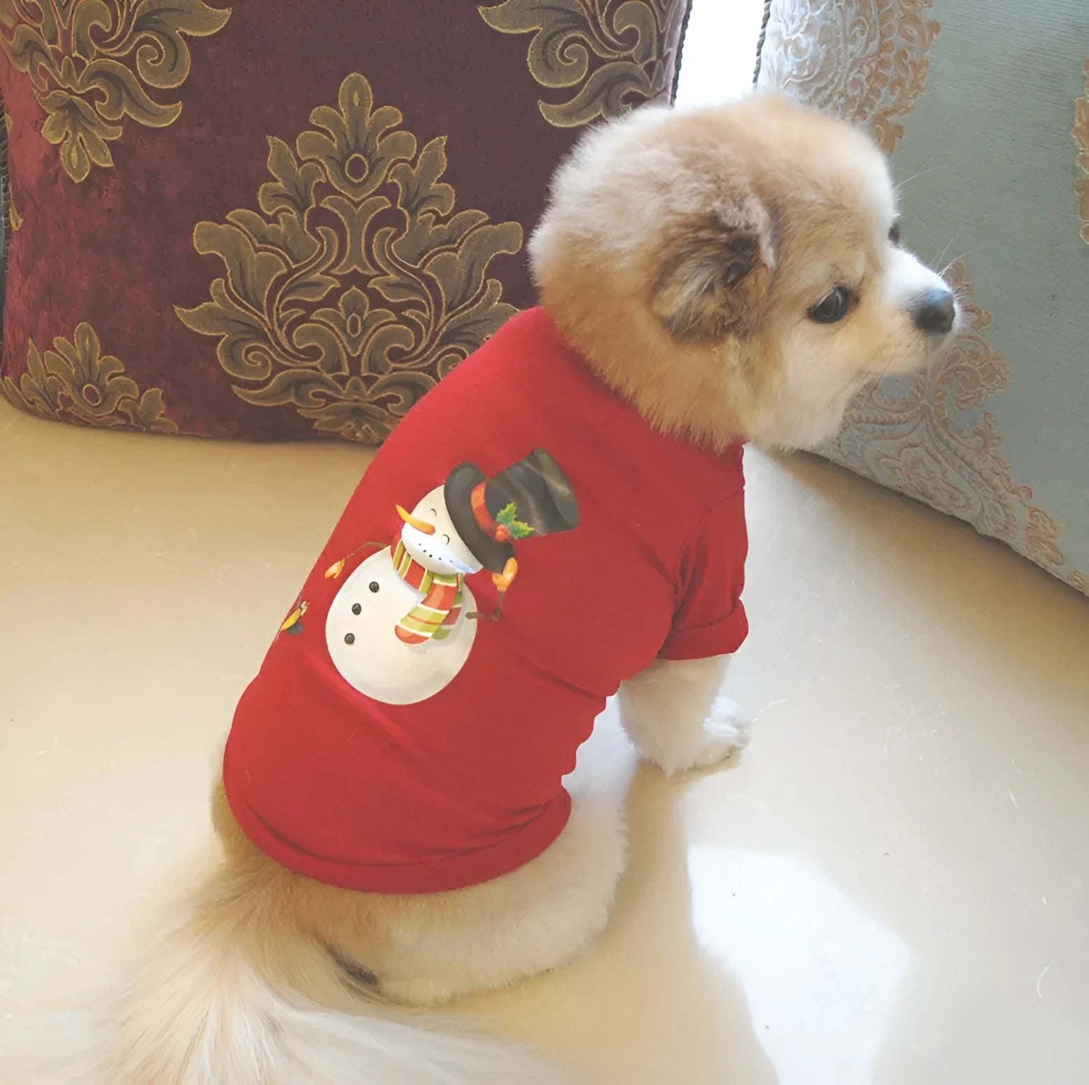 Dog Christmas costume cotton sweatshirt vest in festive style, available in sizes XS to L
