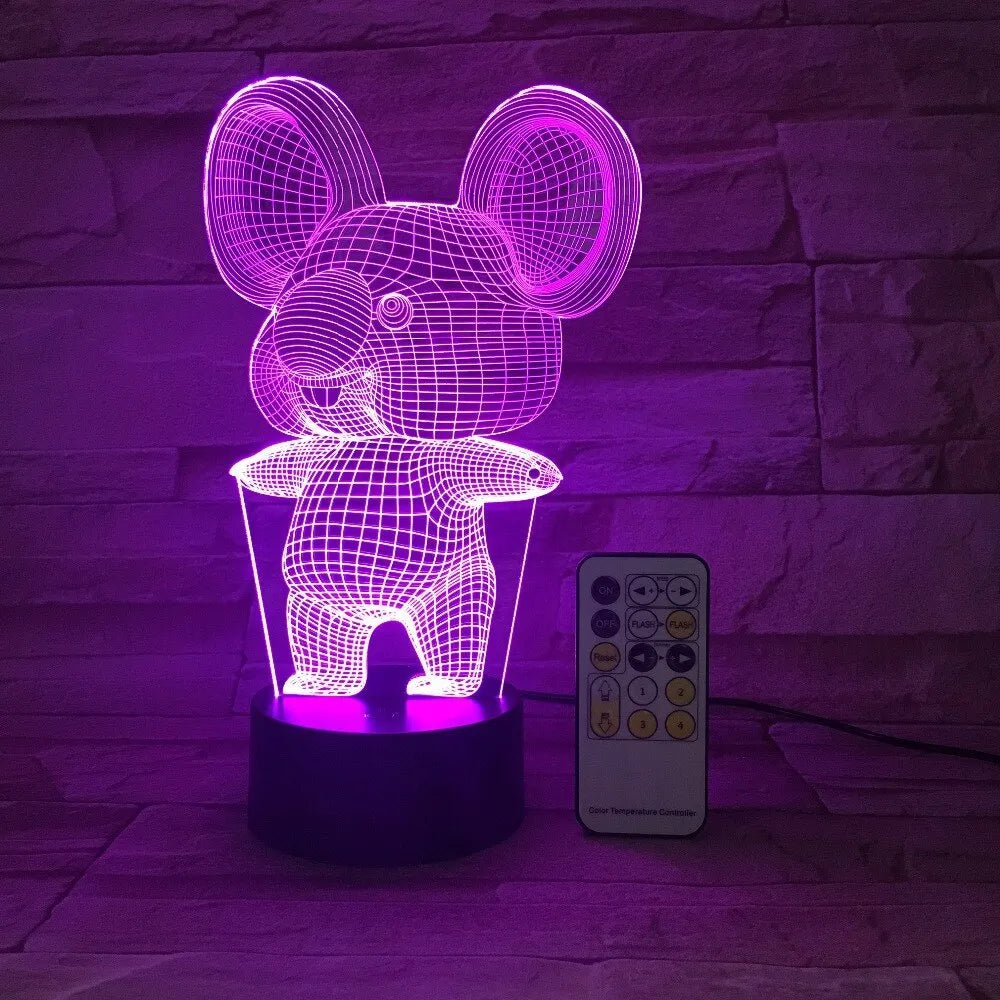 Black koala night light with LED illumination and touch/remote control