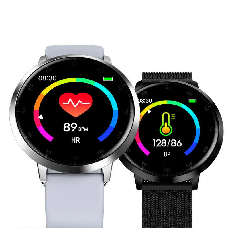 Ultra-thin black smart health bracelet with a 1.3-inch screen and silicone strap on a wrist.