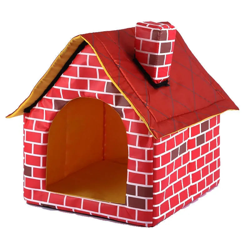 Cat litter chimney villa brick red with removable cushion, 39x40.5x44cm, high density sponge support