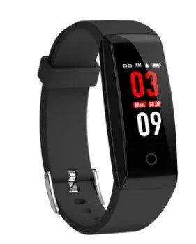 Colour screen smart bracelet with OLED display showing fitness metrics on wrist