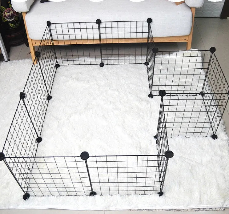 Black 6-piece environment-friendly metal pet fence panels for garden and indoor pet enclosure