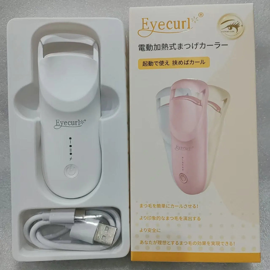 USB electric heating eyelash curler in plastic construction with data cable