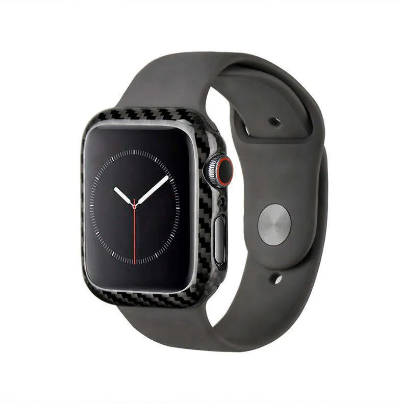 Half wrap leather and carbon fibre protective case for a 44mm Apple Watch 4.