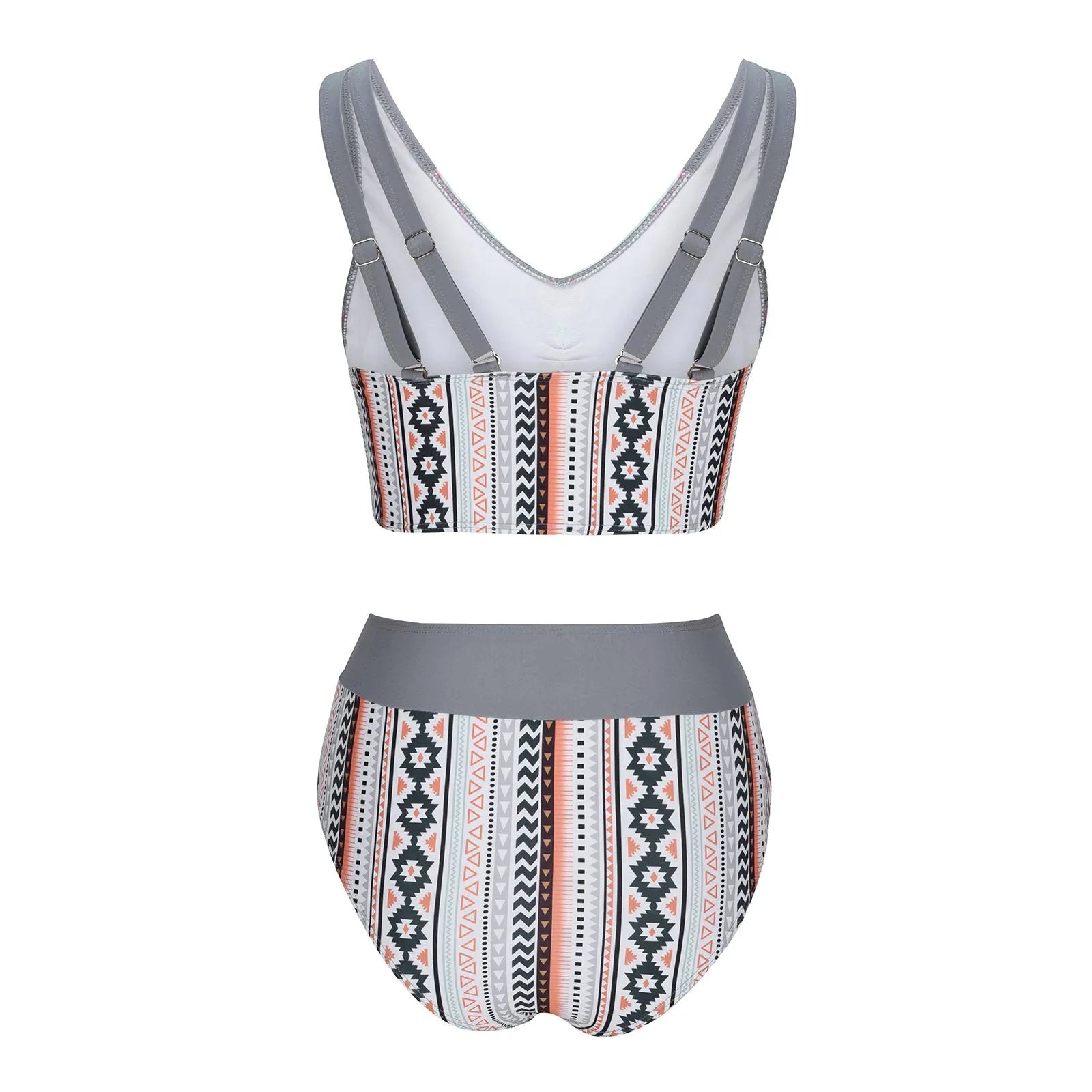 Blue women's cross sling split swimsuit on a mannequin, showing the bikini design.
