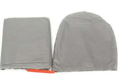 Gray magnetic car windshield cover for sun, snow, frost, and ice protection on a car
