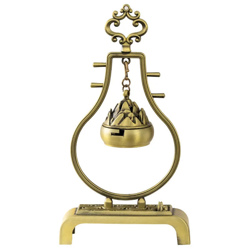 Bronze alloy hanging aromatherapy furnace ornament for tea ceremony, available in five designs