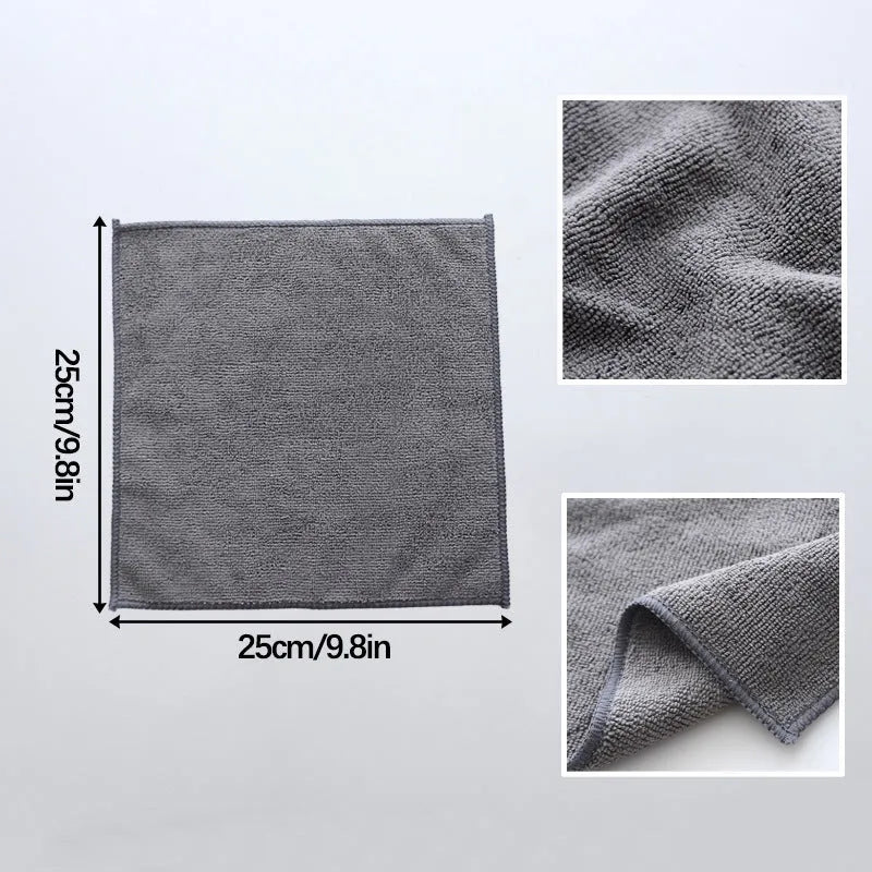 Grey square microfiber kitchen cleaning cloth measuring 25x25cm