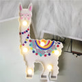 Alpaca night light 19cm x 12cm x 3cm in White, Yellow, and White Hair colour options