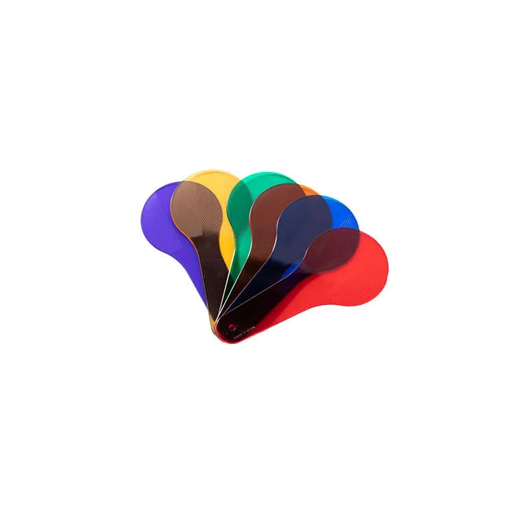 Six PVC colour learning boards in red, yellow, blue, green, orange, and purple
