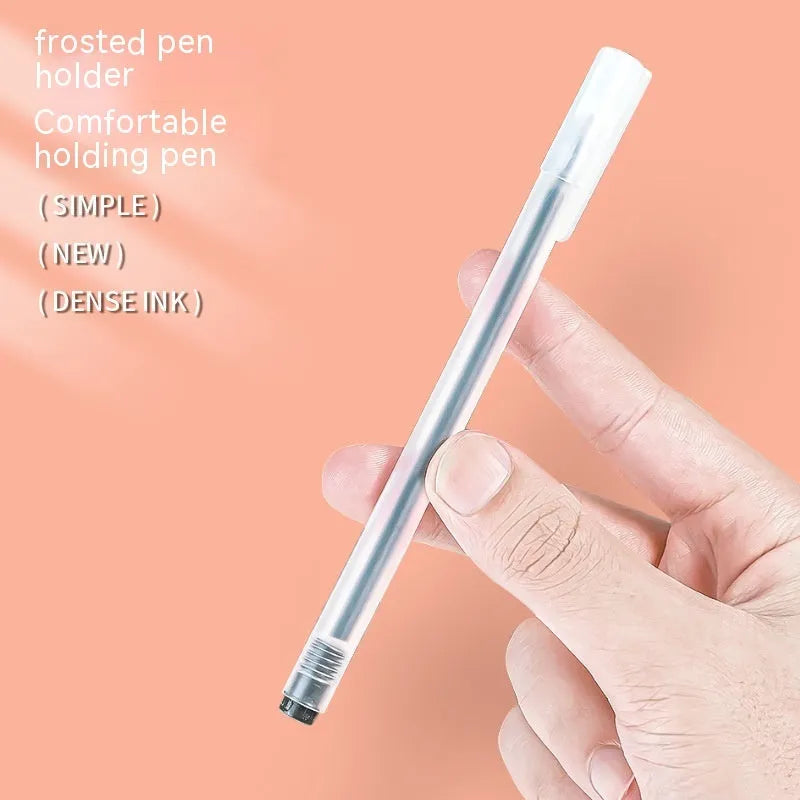 Boxed set of twelve coloured gel pens with 0.5 mm fine tips on a white background