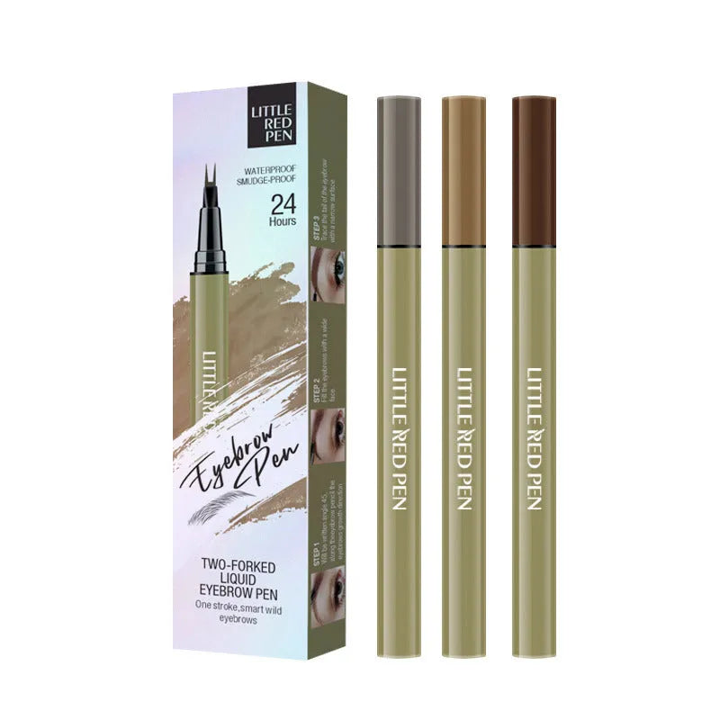 Two fork waterproof eyebrow pencil and liquid eyeliner pen in black and brown shades for precise brows