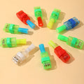 Pack of 10 plastic cartoon finger projection lamps in mixed hair colours on white background