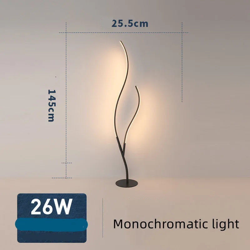 Fashion Twig Artistic Line Floor Lamp with LED light silicone shade aluminium alloy body stepless dimming black finish