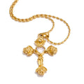 Zircon cross pendant on alloy chain necklace for women in European American style