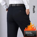 Elastic dad suit trousers high waist loose fit polyester in black