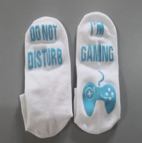 3D letter printing cotton dispensing socks in black, short tube style, 20x5cm size