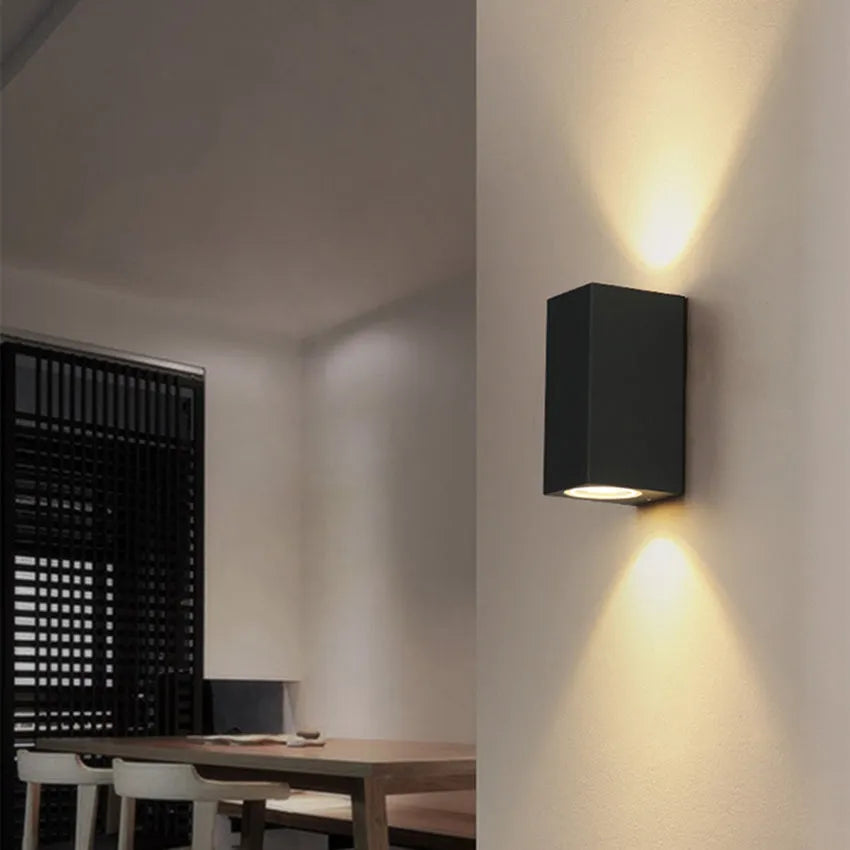 Black aluminium wall lamp with LED light source in 10W or 12W power options