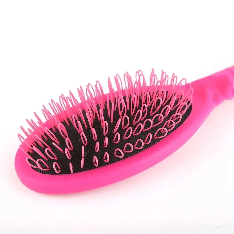Black and pink ring tooth hair extension comb made of ABS plastic, shown with dimensions.