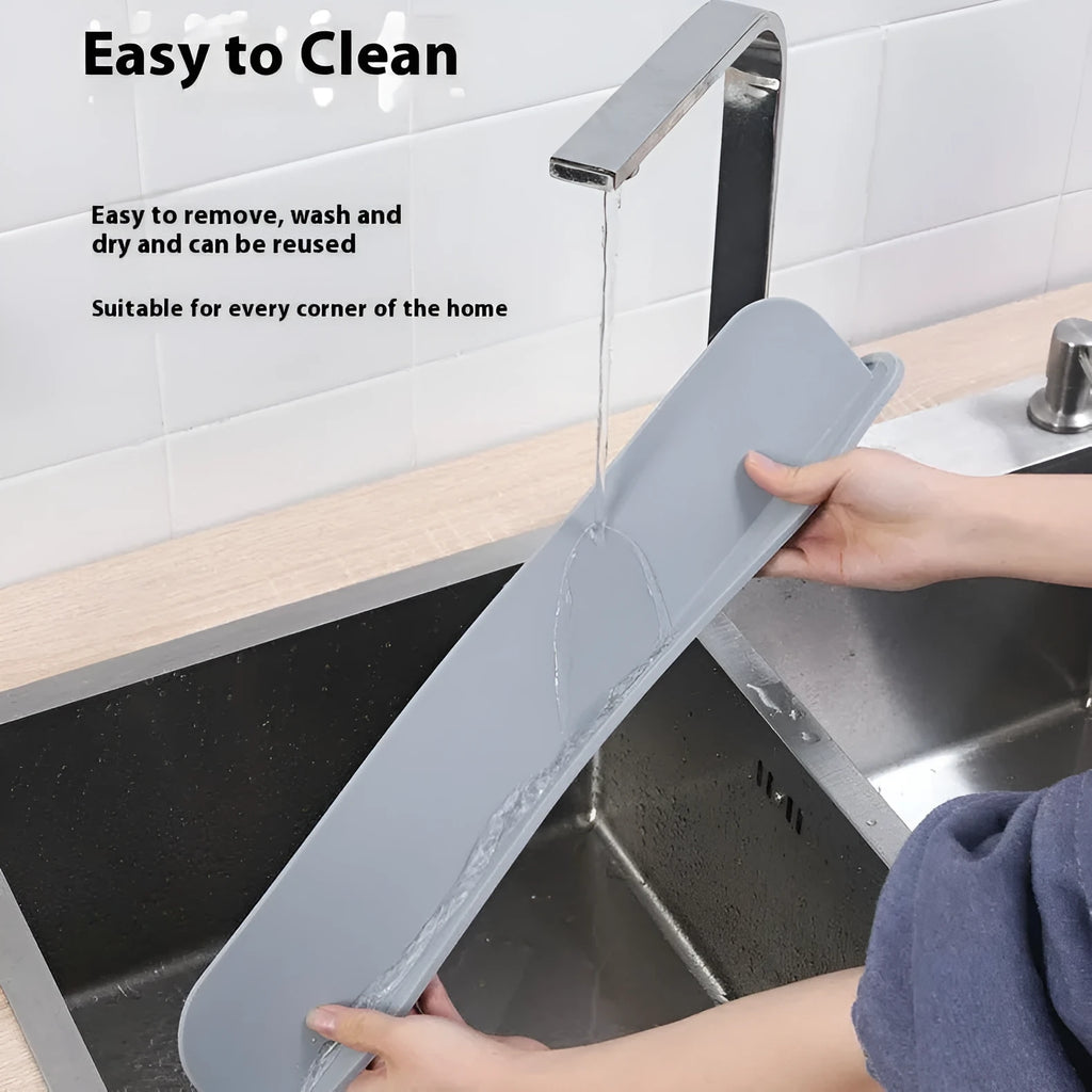 Thick silicone kitchen sink water blocking plate splash guard in grey colour showing 52mm width and 85mm length