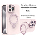 Liquid silicone magnetic bracket phone case for iPhone 14 Pro Max in Graphite Black with bracket extended
