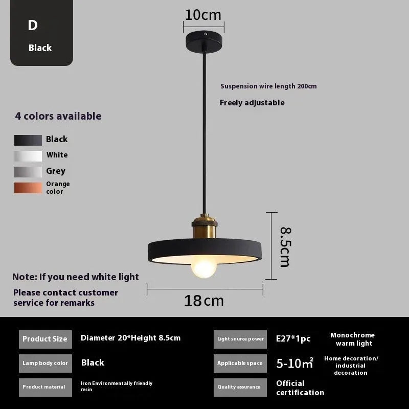 Simple Nordic style iron droplight chandelier for dining table or bedside in black colour option