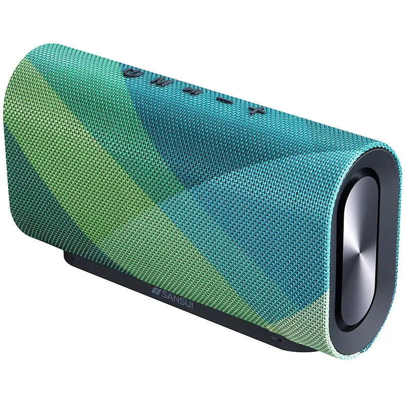 Wireless Bluetooth speaker with 3.5mm jack, built-in battery, 210x63x114mm, polyester nylon shell, black green red