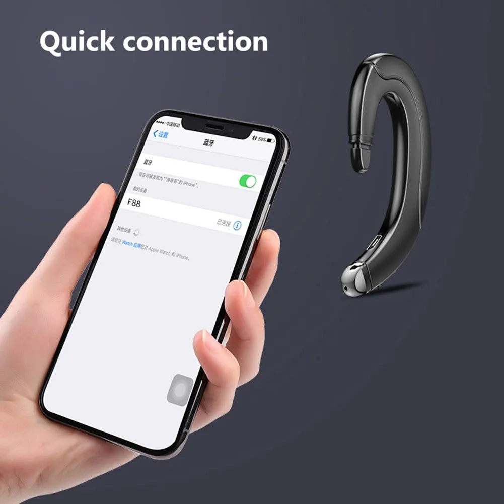 A single-ear bone conduction Bluetooth earphone for drivers in black, blue, or red.
