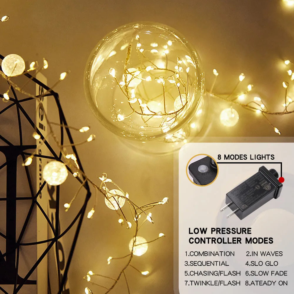 400LED 6-metre plug-in indoor fairy string lights with flower-shaped bulbs, IP66 protection