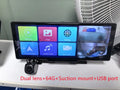 10.26-inch black car navigation device with touch screen showing split display of front and rear camera views