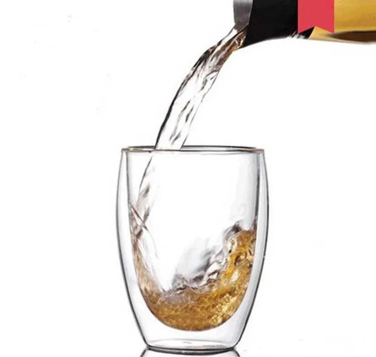 Double wall glass coffee cup in 80ml, 250ml, 350ml or 450ml with Chinese style and heat resistant glass