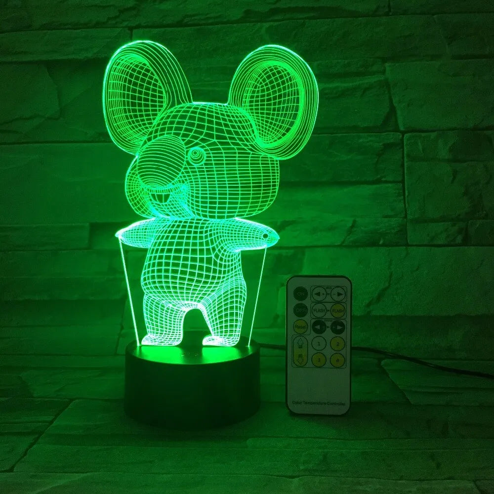 Black koala night light with LED illumination and touch/remote control
