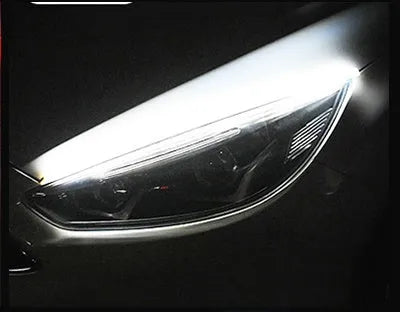 Flexible silicone LED strip light for car daytime running lights and animated turn signals.