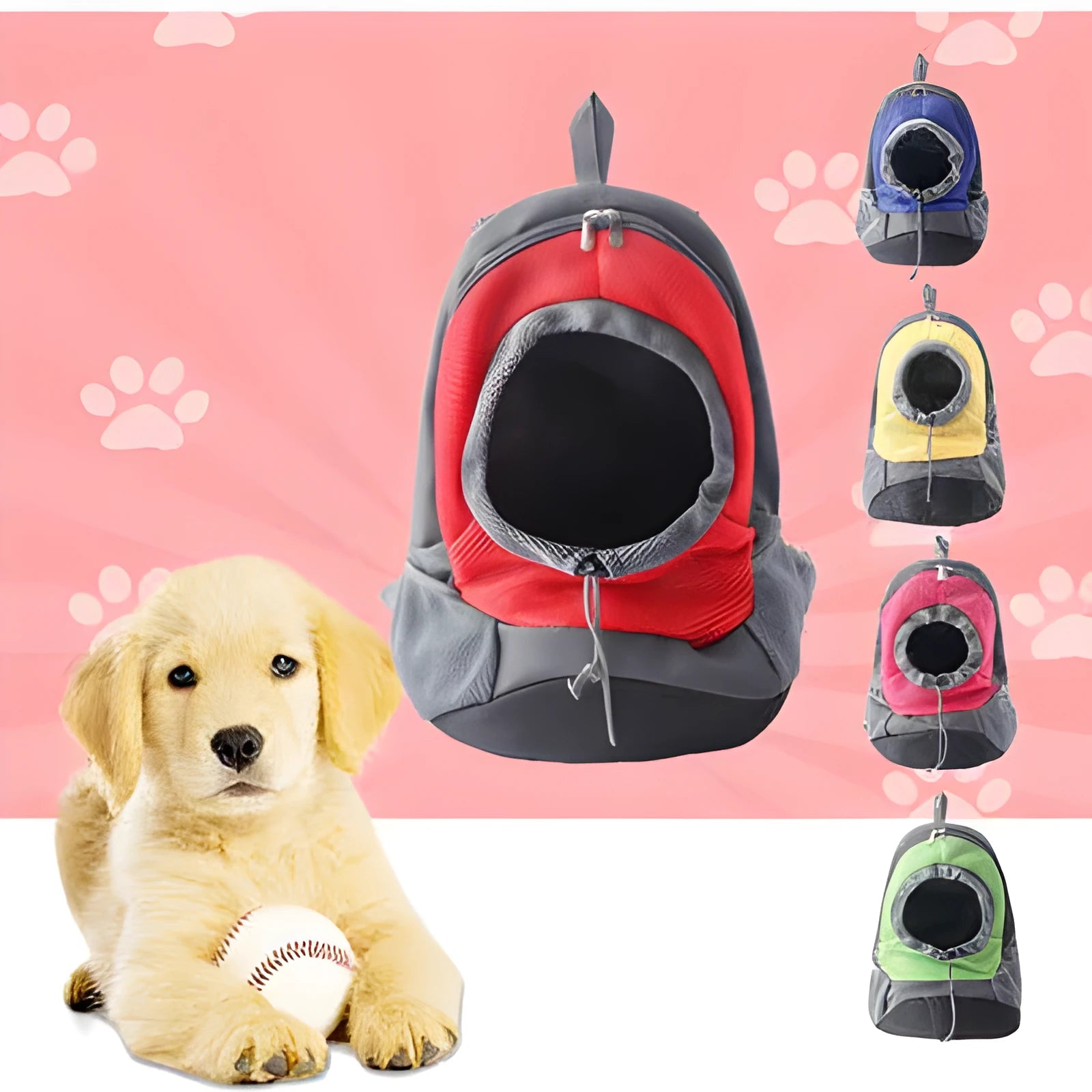 Pet sling carrier bag with breathable mesh top and PU leather bottom, available in multiple colors for small dogs and cats