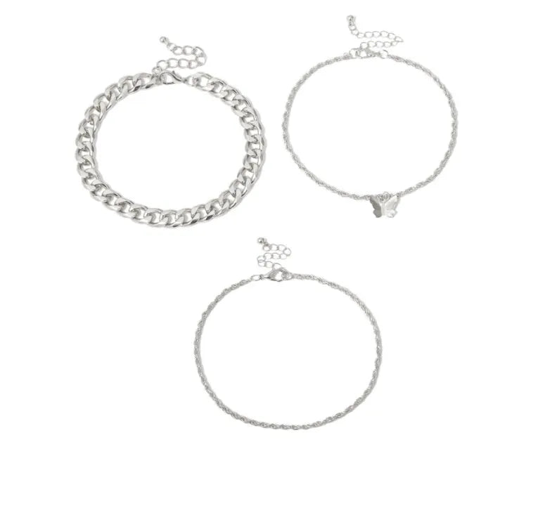 Simple twist chain anklet in gold or white k, made from copper, iron and aluminium, supplied in an OPP bag.