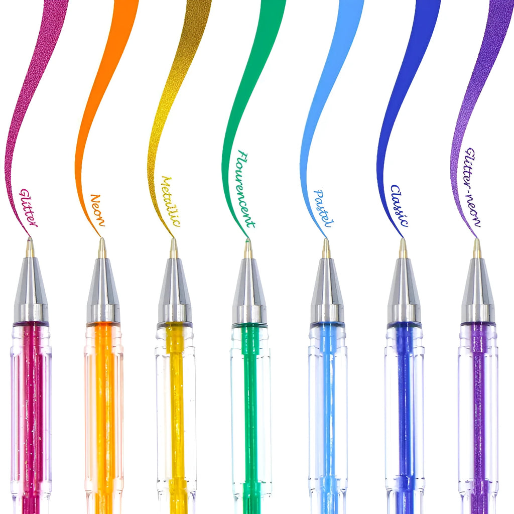 100 colour gel pens with 0.5mm and 1.0mm tips in a set for office and art use