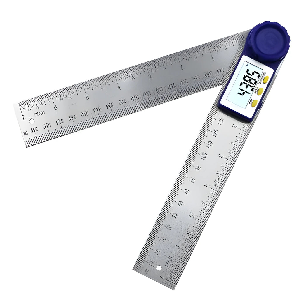 Multifunctional woodworking electronic ruler 200mm stainless steel digital angle ruler on workbench